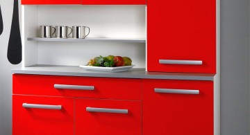 compact red lacquer kitchen cabinet