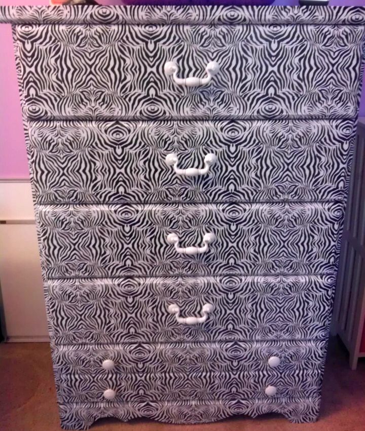 contact paper furniture in Zebra pattern