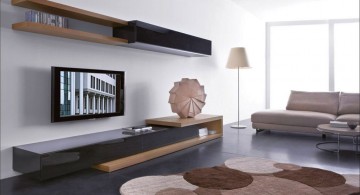 contemporary and sleek wall shelving units for living room