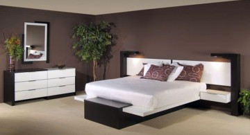 contemporary bedding ideas with wide headbed