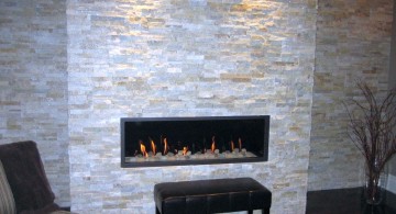contemporary built in stack stone fireplaces
