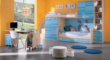 contemporary kids rooms paint ideas in blue and orange