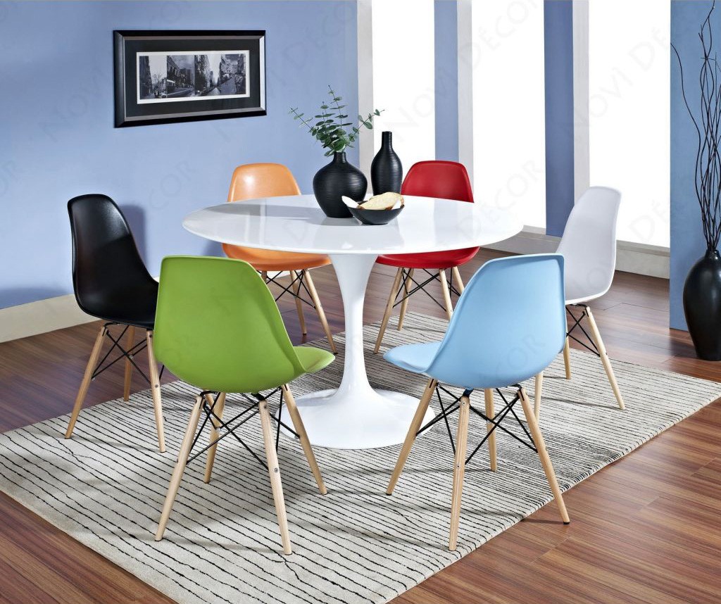 contemporary multi colored dining chairs with round table