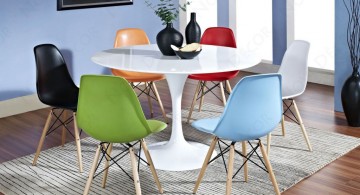 contemporary multi colored dining chairs with round table