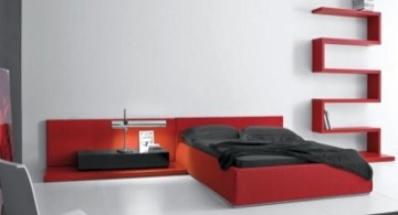 contemporary red and black bedroom