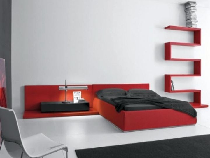 contemporary red and black bedroom