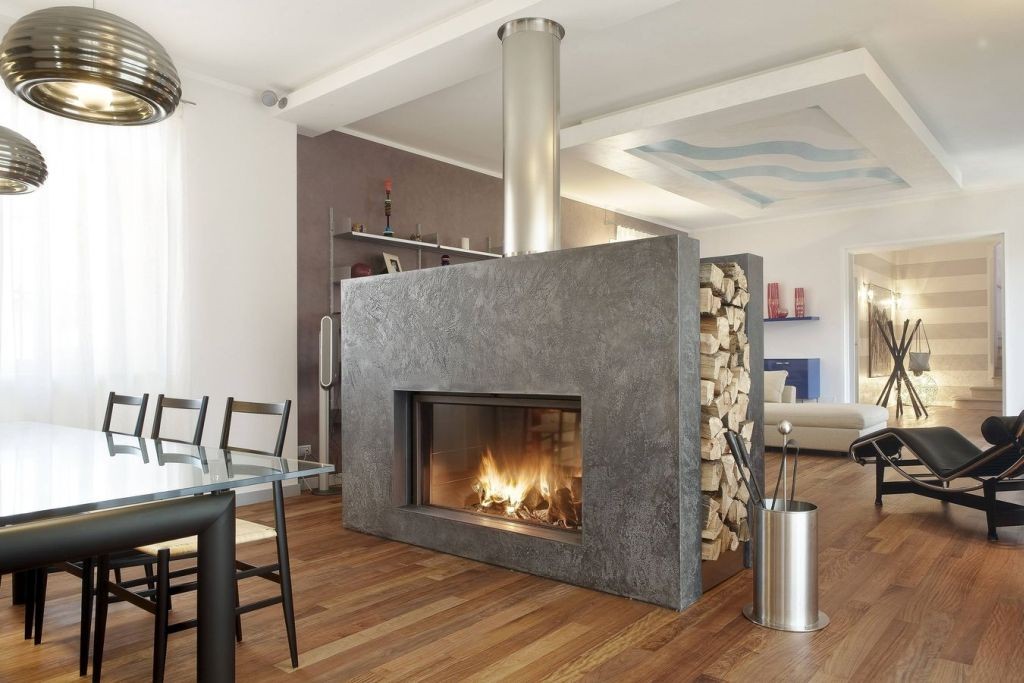 contemporary scandinavian fireplace design ideas that also work as separator