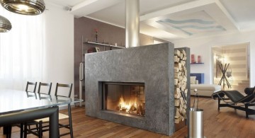 contemporary scandinavian fireplace design ideas that also work as separator