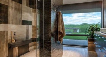 cool modern bathrooms in glass and wood theme