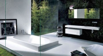 cool modern bathrooms with black marble wall