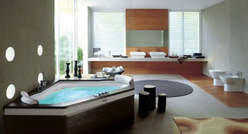 cool modern bathrooms with dark wood tub