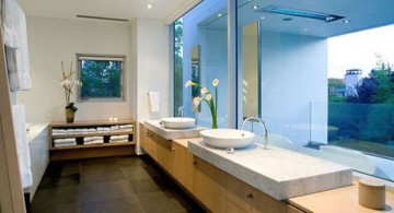 cool modern bathrooms with wooden floor