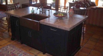 cozy dark wood kitchen island with sink