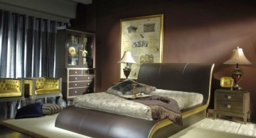 curved bed designs in olive and earth tone colors