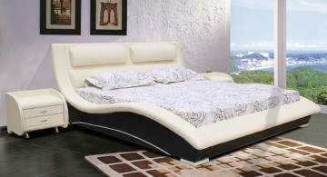 curved bed designs with tall headboard