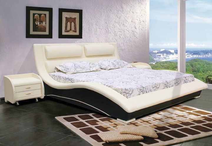 curved bed designs with tall headboard