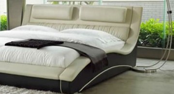 curved bed designs with unique bedside lamp