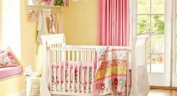 cute baby girl bedding ideas in bright colored flowers