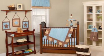 cute baby girl bedding ideas in plain blue and brown