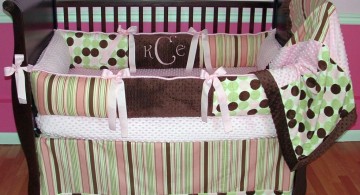 cute baby girl bedding ideas in stripes and polkadots