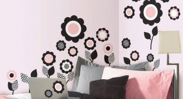 cute flowers for pink and black wall decor