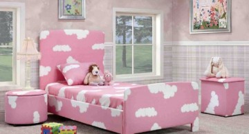 cute girls bedroom ideas with pink and white cloud pattern