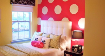 cute girls bedroom ideas with pink polkadot wall