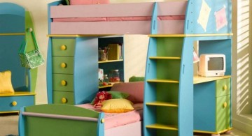 cute green and blue funky bunk beds