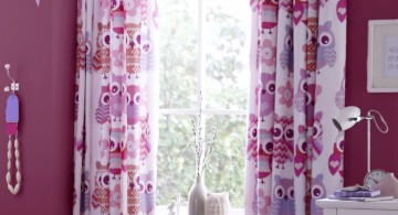 cute pink owl teenage girl curtain designs