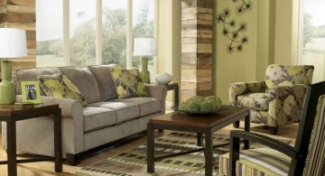 earth tone living room with a dash of green