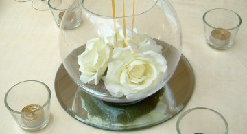 elegant bowl centerpiece ideas with white roses