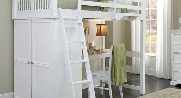 elegant loft bed with desk white