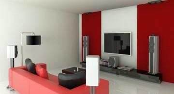 entertainment room in red and white