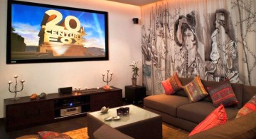 entertainment room with wall mural