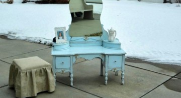 featured - vanity chair with skirt and blue vanity table