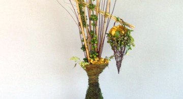 floor vase with branches in green