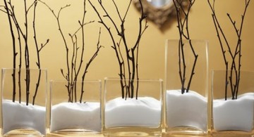 floor vases with branches and salt