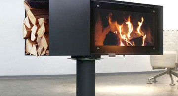 freestanding fireplaces designs using wood