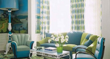 fresh retro living room ideas in blue and green
