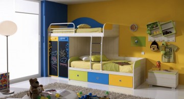 funky bunk beds with chalkboard doors