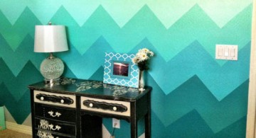 geometric waves in blue cool painting ideas for bedrooms