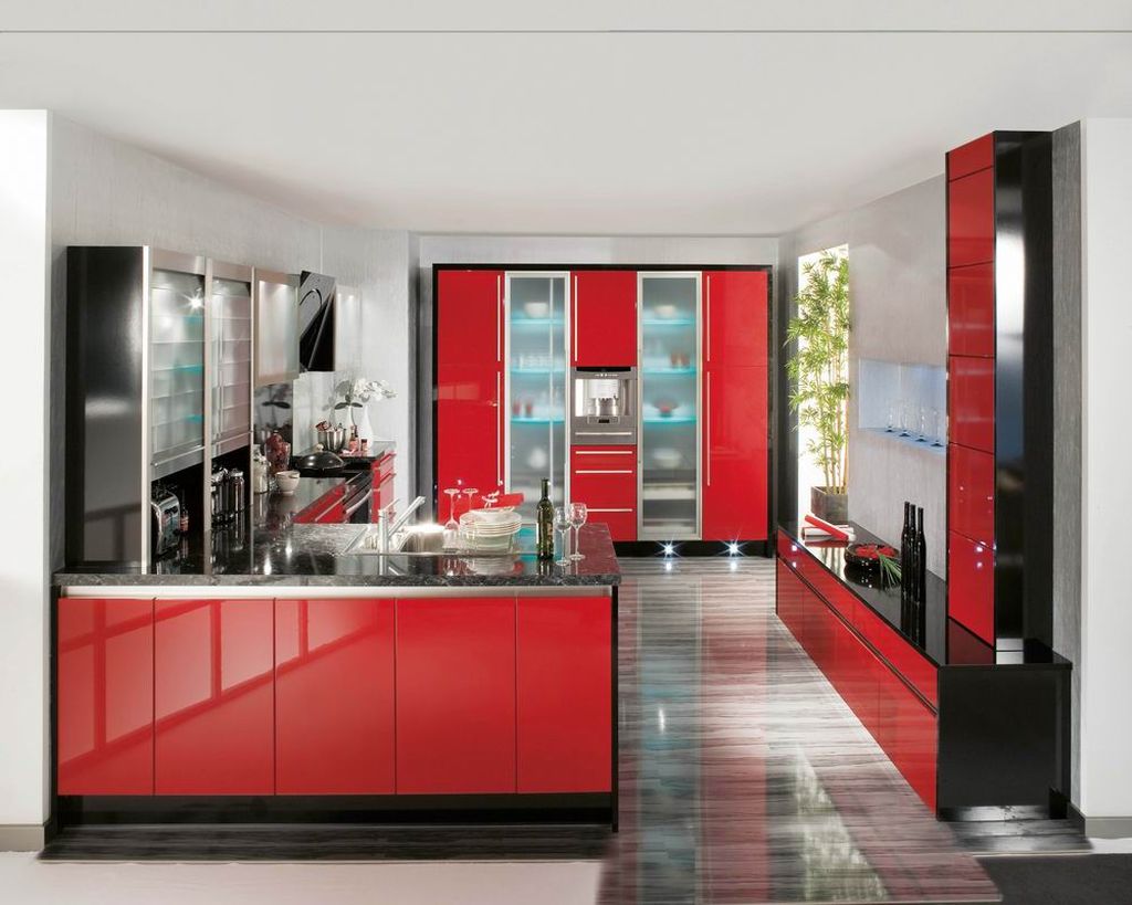 20 Striking Kitchens with Hot Red Lacquer Kitchen Cabinets