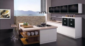 glossy black and white modular kitchen designs