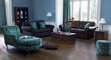 gorgeous blue and brown living room