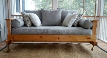 gorgeous hanging swing bed in blue