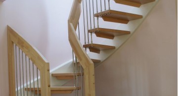 half spiral wooden stairs