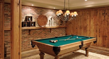 hang out room ideas with small billiard table and vintage lamp