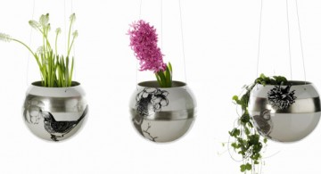 hanging flower vase silver bowls