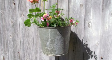 hanging flower vase using old bucket
