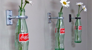 hanging flower vase with coca cola bottles